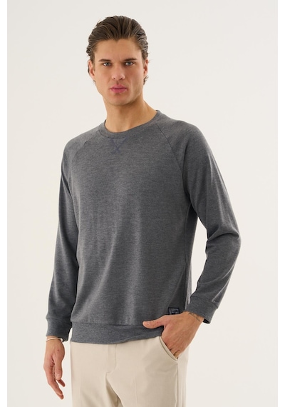Alexander Gardi Bisiklet Yaka Basic Sweatshirt Gri