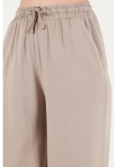 Lela Pamuklu Relaxed Fit Yüksek Bel Geniş Paça Pantolon Bayan Pantolon 668yp5559 Taş