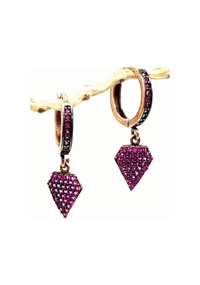 Pembe Zirkon Taşlı Gümüş Bayan Küpe N11.75697
