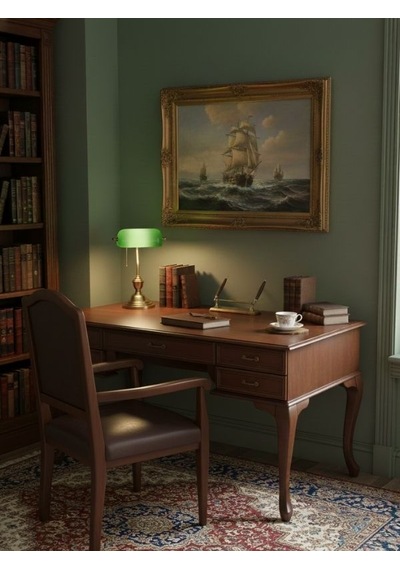 Throne Fransız Still Çekmeceli Ahşap Çalışma Masası 75x160 Açık Ceviz