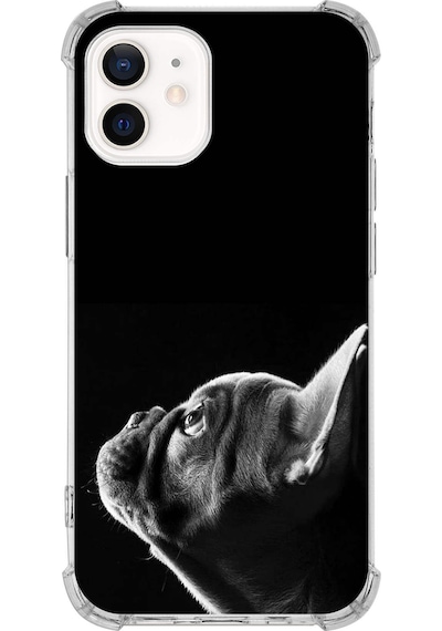 Apple Uyumlu iPhone 12 Köpek 1 Baskılı Şeffaf Köşe Korumalı Antişok Kılıf