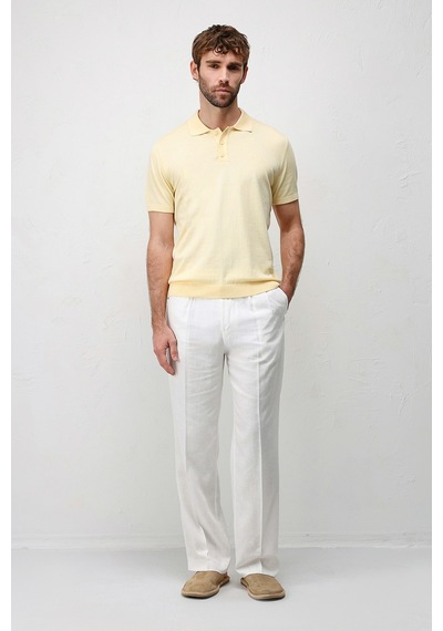 Antioch Comfort Slim Polo Yaka Erkek Triko T-shirt Sarı