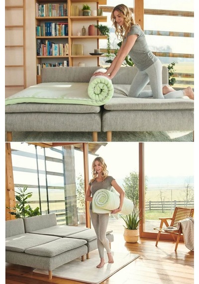 Topper 2.3 - Visco Aloe Vera Yatak Pedi - Yıkanabilir Kılıf - %100 Kaydırmaz Alt Yüzey Yeşil
