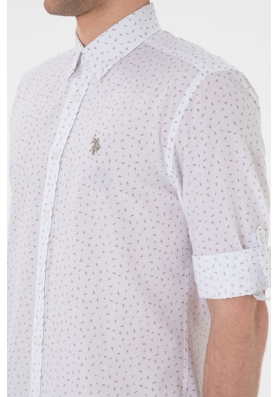 U.S. Polo Assn. Erkek Taş Baskılı Beyaz Gömlek 50306371-VR049