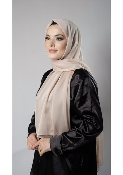 Hürrem Bone Bej Düz Klasik Şal Şifon Kumaş Janjan Abiye 202108 12 Bej