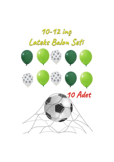 10-12 İnç Futbol Topu Açık Ve Koyu Yeşil Balon 10 Adet Karışık