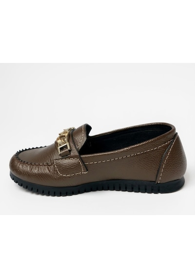 Dosa Shoes Kadın Babet Taba Zincir Tokalı Hafif Rahat Taban Şık Günlük Ayakkabı Bakır