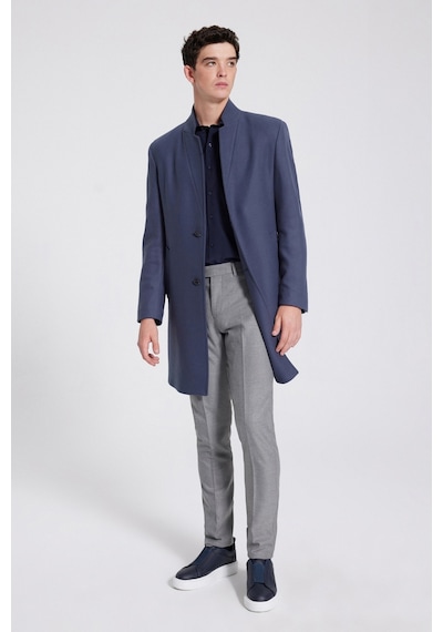 D's Damat Slim Fit Gri Viskon Karışımlı Palto 9Ef088438751M Gri