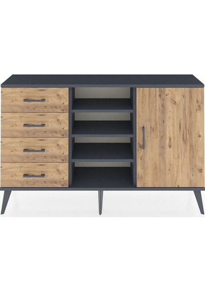 Arges Konsol 4 Raflı 4 Çekmeceli Tek Kapaklı 132x30x83 Antrasit-çam/çam Çam/çam Arges Konsol 4 Raflı 4 Çekmeceli Tek Kapaklı 132x30x83 Antrasit-çam/çam Çam/çam