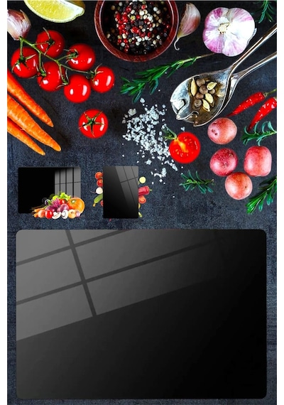 Cam Kesme Tahtası Ve Sunum Tablası Kırılmaz Çizilmez Kaymaz 35cm X 25cm Siyah