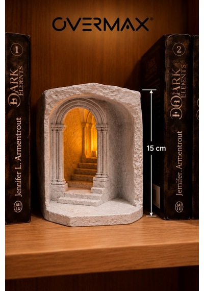 Işıklı Dekoratif Kitaplık Süsü 15 Cm Taş Kemer Ve Merdiven Tasarımlı Kitap Arası Dekor Model-1 - 917360375