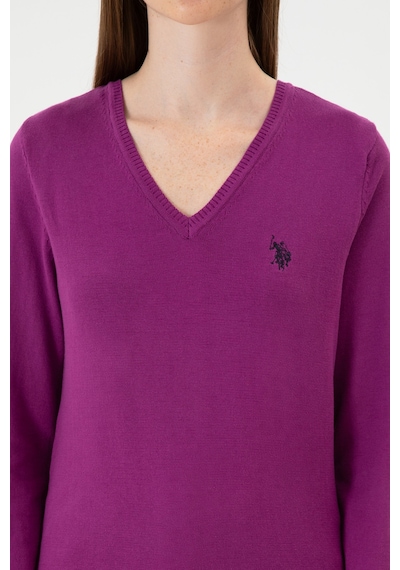 U.S. Polo Assn. Kadın Violet V Yaka Basic Kazak 50313590-VR203