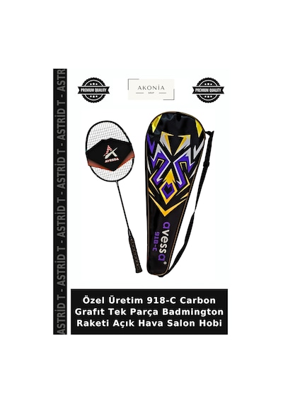 Özel Üretim 918-c Carbon Grafıt Tek Parça Badmington Raketi Açık Hava Salon Hobi