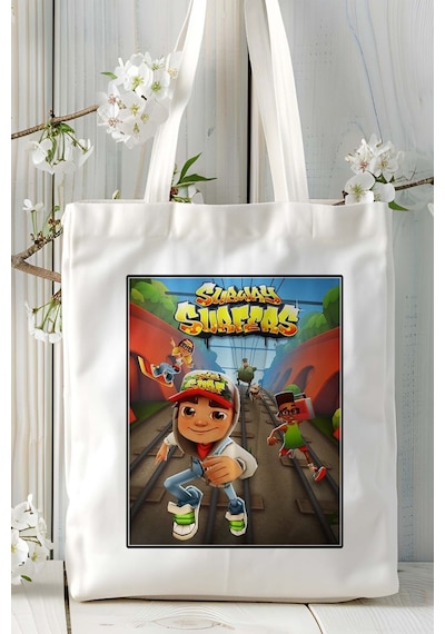 Art Hediye Subwaysurfers Oyun Baskılı Omuz Çanta Kişiye Özel Model 4 Çok Renkli