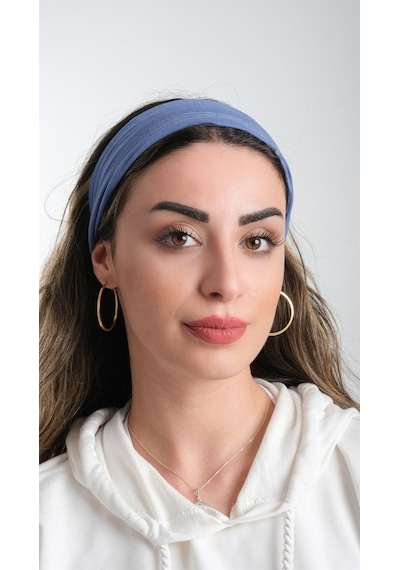 Hürrem Bone Mavi Pratik Hazır Geçmeli Tesettür Bone Viskon Kumaş Sade 3007_34 Mavi