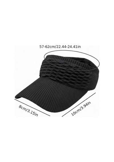 Aresshop Güneş Koruyucu Plaj Örgü Desenli Vizör Şapka Siyah