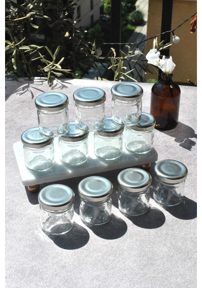 12 Adet 40 Ml Silver Cam Mini Kavanoz Gümüş Kapak Numune Mama Hediyelik Hobi Düğün Nişan