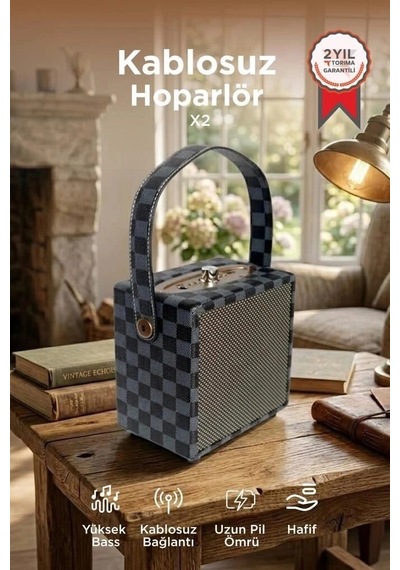 Torima Bluetooth Hoparlör Taşınabilir Speaker Wooden Case X2 Mavi Doğum Günü Seyahat Akustik