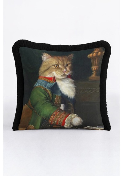 Barok Kedi Portreli Saçaklı Yastık Kılıfı - Asil Yeşil Vintage Bohem Siyah Püsküllü Kırlent Kılıfı Doygun Gece Şarap Barok Kedi Portreli Saçaklı Yastık Kılıfı - Asil Yeşil Vintage Bohem Siyah Püsküllü Kırlent Kılıfı Doygun Gece Şarap