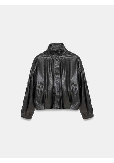 Dilvin 60836 Suni Deri Bomber Ceket Siyah