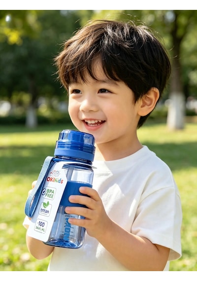 Noki Kids 400 Ml Okul Öncesi Ve İlkokul Tritan Pipetli Su Matarası Sızdırmaz Askılı Mavi