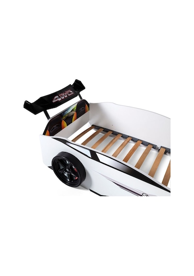 Beyaz Arabalı Yatak Sport Mst Full Ledli Kumandalı Ve Müzikli 90x190 Cm