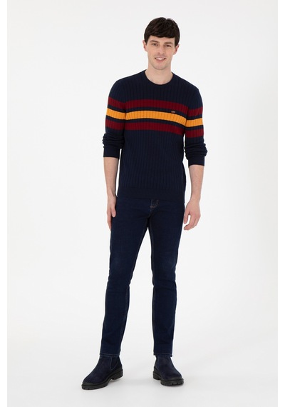 U.S. Polo Assn. Erkek Slim Fit Bisiklet Yaka Lacivert Kazak 50297046-VR033 U.S. Polo Assn. Erkek Slim Fit Bisiklet Yaka Lacivert Kazak 50297046-VR033