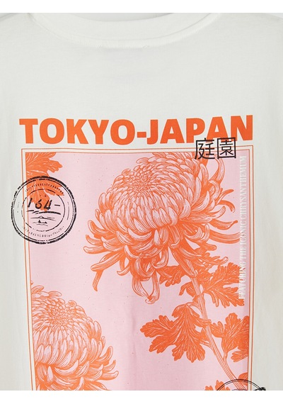 Lcw Vision Beyaz Tokyo Baskılı %100 Pamuklu Kadın Tişört
