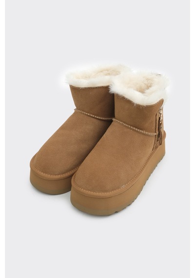 Derinet Comfort Bilek Kürklü Kadın Bot Camel Camel