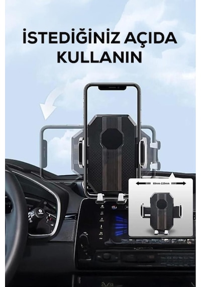 Araç İçi Telefon Tutucu Teleskopik 360 Derece Dönebilen Vantuzlu Yapışkanlı Telefon Tutucu Standlı Tutucu