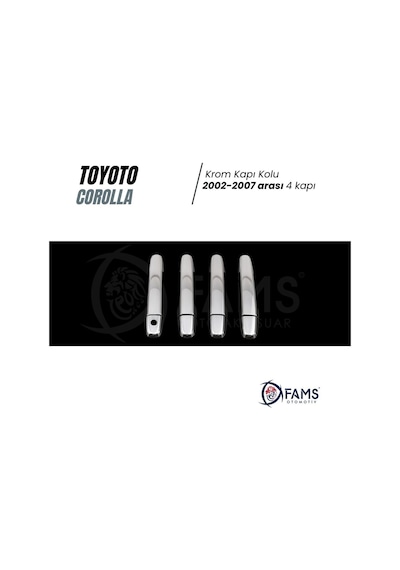 Famsotomotiv Toyota Corolla Uyumlu Krom Kapı Kolu 4 Kapı 2002-2007 P.Çelik