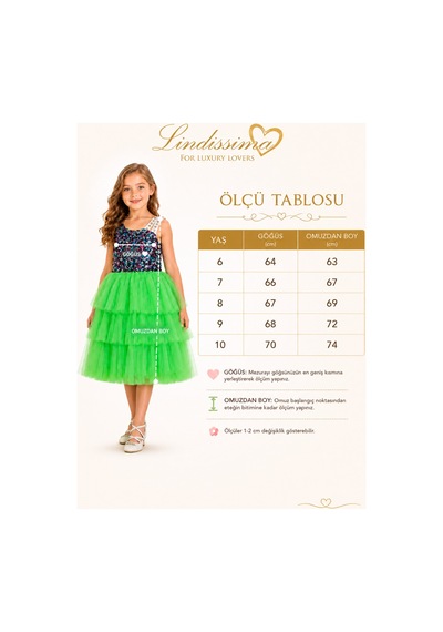 Lindissima Neon Kız Çocuk Abiye Elbise 6-10 Yaş Sarı