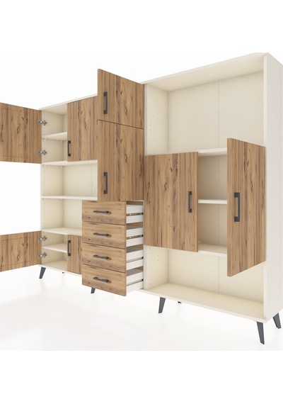 Arges Dolap 10 Raflı 4 Çekmeceli 8 Kapaklı 220x30x163 Aytaşı-çam Aytaşı-çam