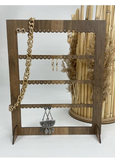 Ceviz Renk Takı Küpe Standı Ahşap Takı Standı Takı Askısı Takılık Ceviz Renk Takı Küpe Standı Ahşap Takı Standı Takı Askısı Takılık
