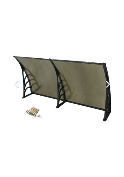 Kapı Üstü Pratik Sundurma 240 Cm X 80 Cm Siyah Ayak -bronz Levha