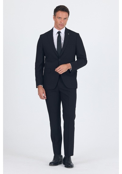 İmza Siyah Mono Yaka Gabardin Astarlı Tek Yırtmaç Esnek 6 Drop Comfort Fit Basic Takım Elbise 1001255010 İmza Siyah Mono Yaka Gabardin Astarlı Tek Yırtmaç Esnek 6 Drop Comfort Fit Basic Takım Elbise 1001255010