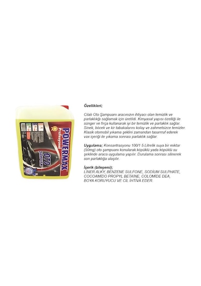Hepta Collection Sku:smgstkfe595f657c Powermax Profesyonel Cilalı Oto Şampuanı Fırça İle Yıkama 5 Kg Sku: Smgstkfe595f657c