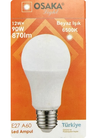1 Adet Osaka 12w 90w Beyaz Işık 6500k E27 Duylu Kalın Duy Led Ampul
