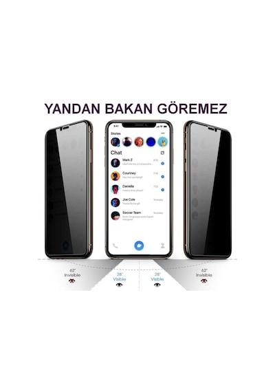Apple  Uyumlu iPhone 12 Pro Max Privacy Kavisli Hayalet Gizlilik Filitreli Full Ekran Koruyucu