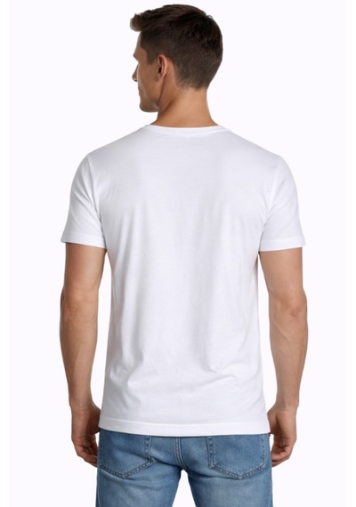 Çift Kaplan Erkek Elastanlı T-shirt 0954 3'lü Beyaz