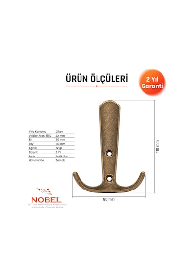 Focus Portmanto Askısı, Metal Vestiyer Askısı, Anti K Sari, Duvar Ve Dolap Askılığı 5'li Set Vidalı