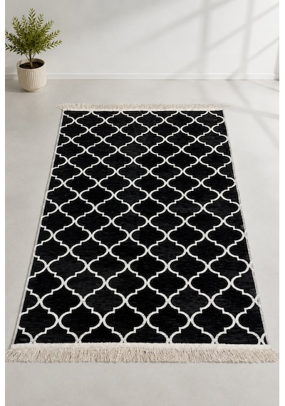 Kilim Paspas Çok Amaçlı Halı Makinede Yıkanabilir Toz Yapmaz Siyah 6