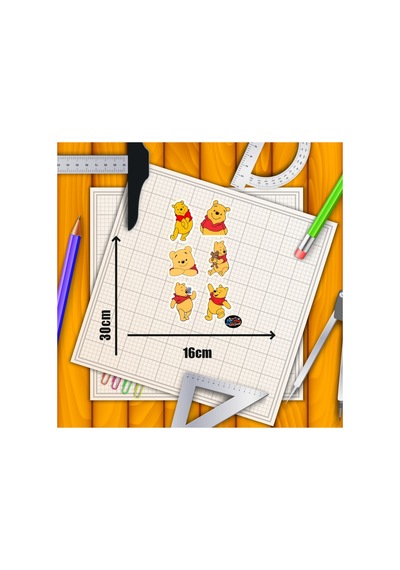 Çocuk Sticker Seti 16x30 Cm Sevimli Ayıcık Karakter Duvar Dolap Mobilya Dekoratif Çıkartma