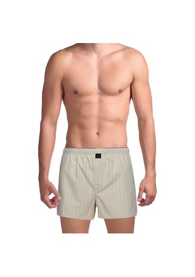 The Don Poplin Erkek Boxer Koyu Krem Çizgili Krem