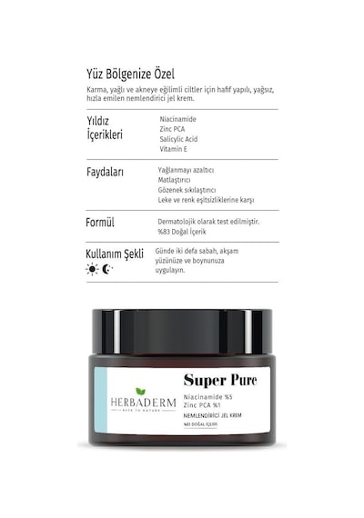 Herbaderm Super Pure Nemlendirici Jel Krem 50 ML