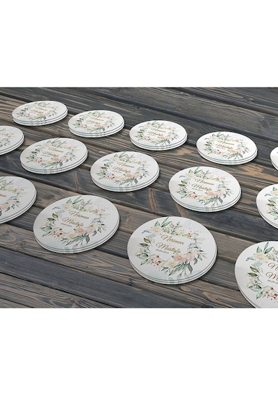 Suluboya Çiçek Modeli 2, Etiket Modeli Ürünlerinize Özel 4cm - 60 Adet Opak Sticker Renkli