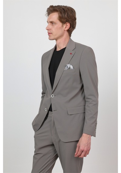 İmza Vizon Kendinden Desenli Mono Yaka 6 Drop Slim Fit Takım Elbise 1001260162