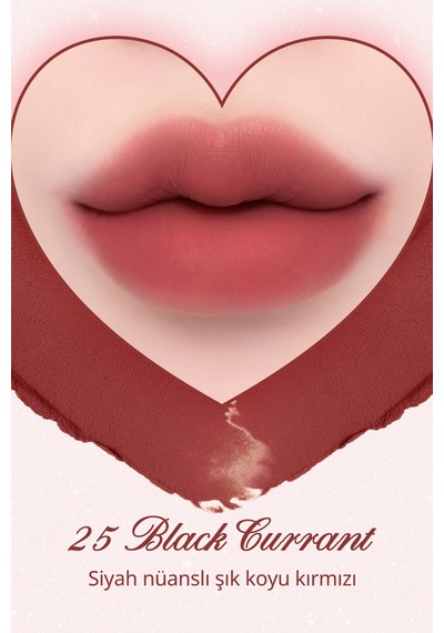 Dasique Kalp Tasarımlı Yoğun Pigmentli Köpük Yapılı Kadife Bitiş Sunan Ruj Souffle Color Pot 25 Black Currant 25 Black Currant