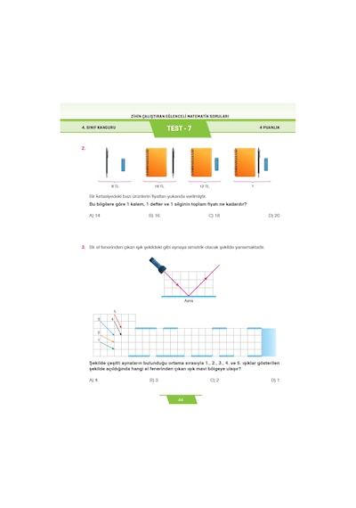 4. Sınıf Zihin Çalıştıran Eğlenceli Kanguru Matematik Soruları