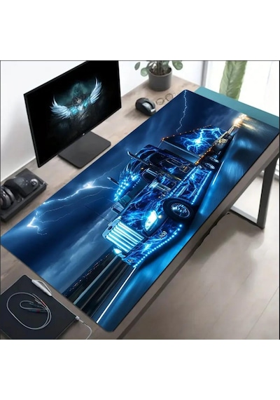70x30 Cm Neon Tır Temalı Kaydırmaz Taban Speed Yüzey Oyuncu Mouse Pad Gaming